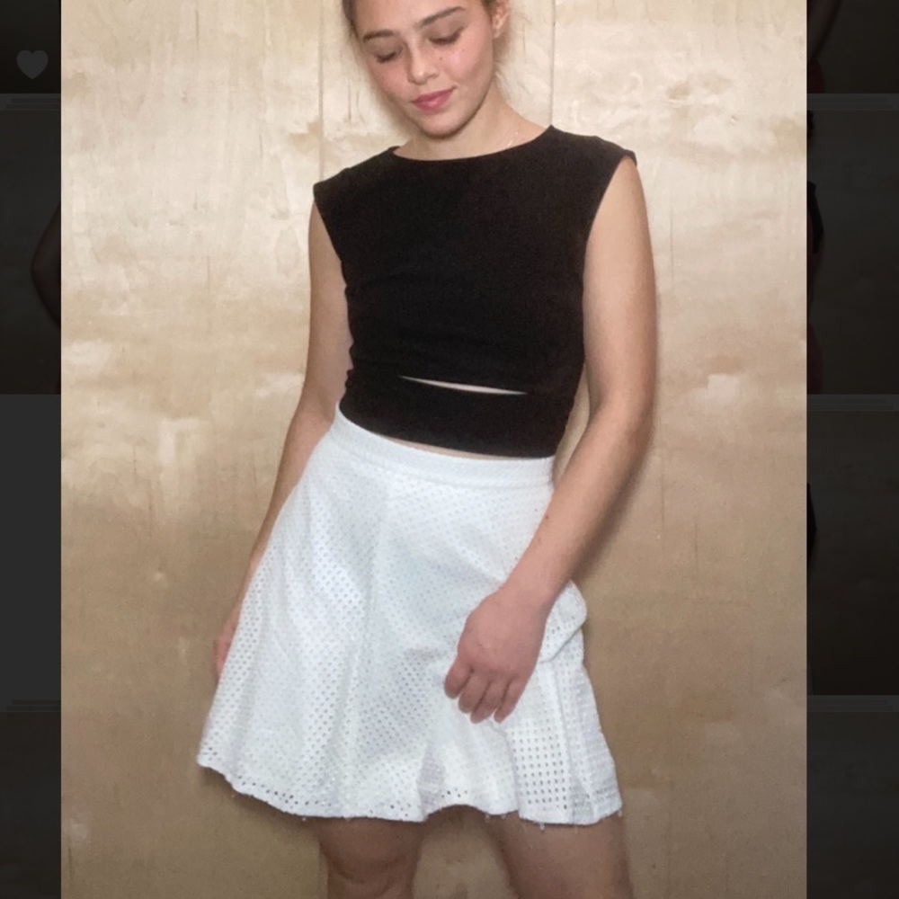 Club Monaco Cotton White Eyelet Skirt